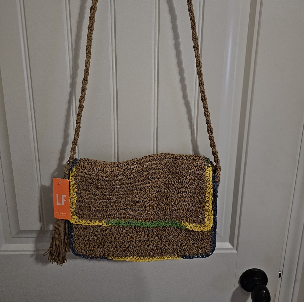 LF Brown Woven Crossbody Bag